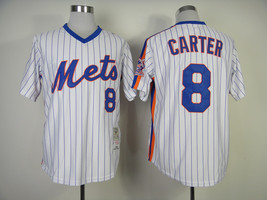 Mets #8 Gary Carter Jersey Old Style Uniform White Stripe - £33.81 GBP