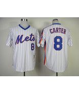 Mets #8 Gary Carter Jersey Old Style Uniform White Stripe - £35.66 GBP