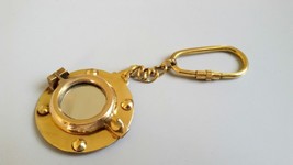 vintage Solid Brass Porthole Mirror Key Chain Nautical Ship Porthole Key Ring - £5.86 GBP