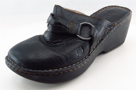 Born Mule Flats Black Leather Women Shoes Size 7 Medium - £15.83 GBP