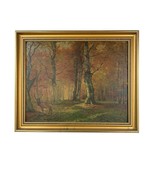 1931 Oil Painting by Hans Terbil Autumn Forest with Deer-
show original ... - $760.01 CAD