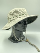Dorfman Pacific Co. DPC Sun Hat Chin Strap Lightweight MED Tan Fishing Palm Tree - £10.43 GBP