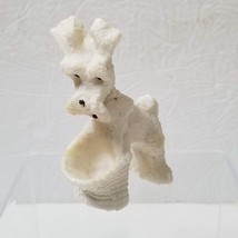 Scottie Dog Figurine White Dog with Basket Small Trinket Ring Holder - $8.00