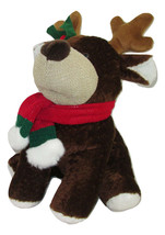 Vintage Commonwealth Reindeer Plush 15&quot; Christmas Stuffed Animal w Scarf 1999 - $12.85