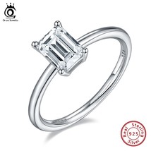 5x7mm Emerald Cut Moissanite Solitaire Rings Clarity S925 Silver Anniversary Rin - £56.62 GBP