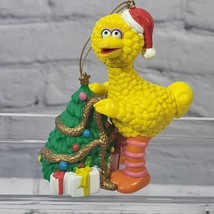 Vintage 90s Sesame Street Christmas Ornament Big Bird With Tree Jim Henson Flaw - £11.89 GBP