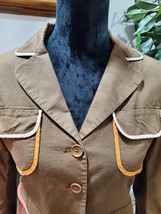 BCBGMaxazria Women&#39;s Brown Cotton Long Sleeve Button Down Casual Jacket Size L - £22.82 GBP