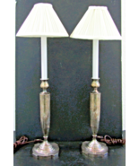Matched Pair of Sterling Silver Candlestick Table Lamps with Shades - €677,93 EUR
