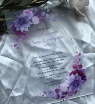 Purple Rose Flowers Acrylic Wedding Invitation,Custom 10pcs Acrylic Invite - $32.00+