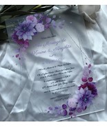 Purple Rose Flowers Acrylic Wedding Invitation,Custom 10pcs Acrylic Invite - £25.11 GBP - £35.02 GBP