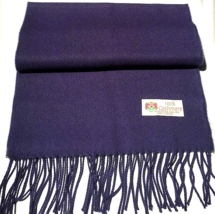 Men&#39;s Winter Scarf 100% Cashmere Solid Navy Blue Made in England Warm Wool #W107 - £7.58 GBP