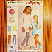 Simplicity Pattern 8566 Girl's Knit Tunic Tops Leggings Sizes 7- 14 Easy To Sew - $7.63