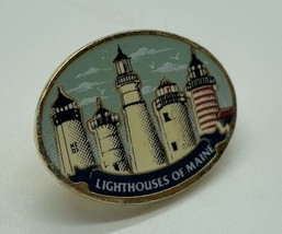 Lighthouses Of Maine Hat Lapel Pin Pin Back Used (R1826) - £3.73 GBP