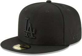 New Era MLB Basic 59fifty Los Angeles Dodgers Black Fitted Cap Hat 7 1/4 - $36.56