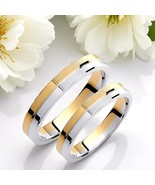 Two-tone Wedding Band-4mm Wedding Bands Set-Matching Rings-Engrave Band ... - €578,36 EUR+