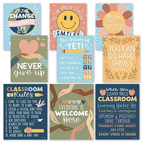 Colorful Classroom Motivational Posters | Set of 9 | Educational Supplies - $13.74