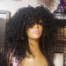 GKtineke Curly Afro Wigs for Black Women - Curly Afro Wig With Bangs Black... - £15.09 GBP