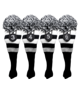 LIMITED EDITION  3 4 5 6 HYBRID BLACK WHITE KNIT POM POM GOLF CLUB HEAD ... - €41,84 EUR