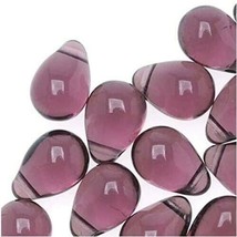 10 Teardrop Beads Czech Glass Light Purple Mermaid Tears Jewelry Supplies 9mm - £2.65 GBP