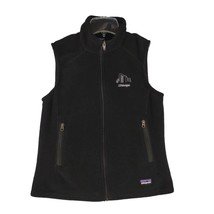 Vintage 1990s PATAGONIA Synchilla JP Morgan Full Zip Black Fleece Vest W... - $43.54