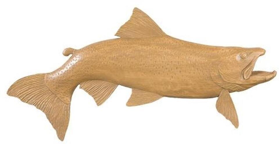 Primary image for Plaque MOUNTAIN Lodge Brown Trout Fish Large Almond Off-White Resin