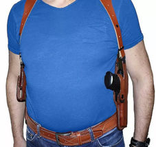 Fits S&W Shield 45 3.3”BBL Thumb Safety Leather Shoulder Holster Dble Mag #1334 image 4