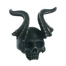 Horned Demon Skull Ring Dark Silver Stainless Steel Gothic Biker Rocker Devil - £21.57 GBP
