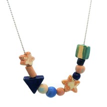 Colorful Aesthetic Beaded Necklace, Geometric Chunky Women Accessories Handmade - £52.28 GBP