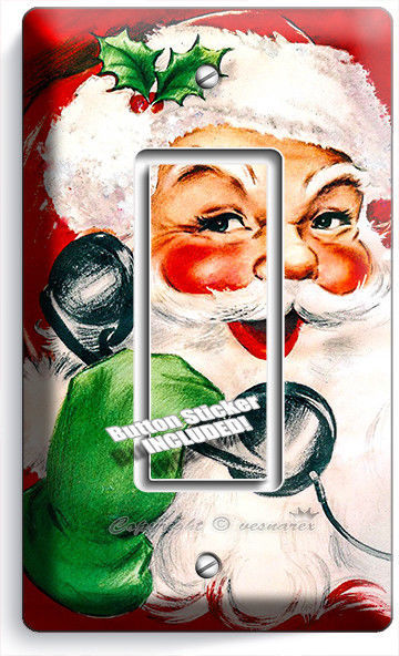 RETRO CHRISTMAS SANTA CLAUS PHONE SINGLE GFI LIGHT SWITCH WALL PLATE COVER DECOR