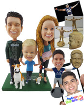 Personalized Bobblehead Beautiful Family Of Three With A Dog - Parents &amp; Kids Mo - £198.85 GBP