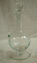 Elegant Toscany Etched Floral Crystal Glass Footed Decanter w Handle &amp; S... - £50.59 GBP