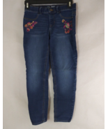 Wonder Nation Girl&#39;s Floral Embroidered Distressed Stretch Jeggings Larg... - $8.90