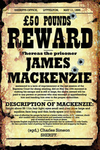 Reward 50 Pounds for Prisoner James Mackenzie Metal Sign - £23.66 GBP