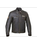 Giacca da motociclista in pelle di vacchetta marrone invecchiata da uomo... - $2,601.27 MXN+
