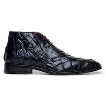 Belvedere Ciro Men's Shoes Exotic Pirarucu Classic Chukka Boot Black BR03 image 6
