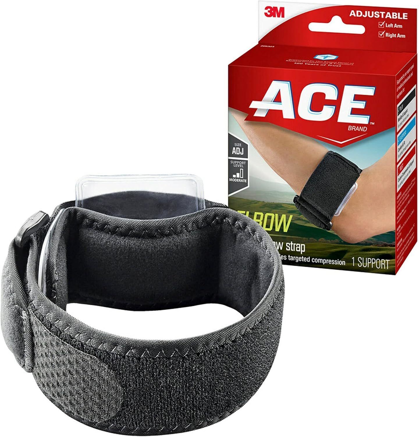 ACE Tennis Elbow Support Black One Size For injuries tennis or golfer&#39;s ... - $19.40