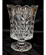 Vintage CRYSTAL CLEAR INDUSTRIES 7&quot; Hurricane Pedestal Vase PORTICO Pattern - $31.20 CAD