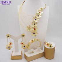 Dubai Gold Color Flower Jewelry Sets For Women Costume India Jewellery Set Afric - £51.31 GBP