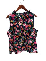 J. Crew Floral Ruffleneck Tank Top Size Large High Neck NWT - £26.18 GBP