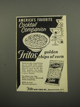 1951 Fritos Corn Chips Ad - America&#39;s favorite cocktail companion - £14.74 GBP