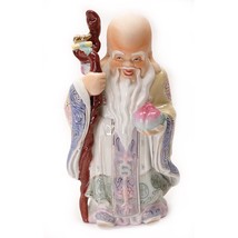 Chinese Asian Porcelain Statue 10&quot; Shou Xing God of Longevity Mid-Centur... - £94.41 GBP