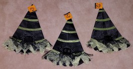 NWT Lot 3 Girls&#39; Deluxe Witch Hat Black Spider Green Stripes Halloween Costume - £13.49 GBP