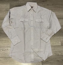 Sheplers Pearl Snap Button Down Grey Striped Long Sleeve Shirt Size M We... - £15.21 GBP