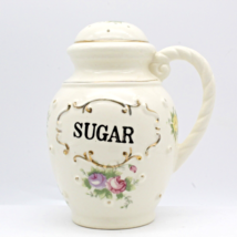 Antique Sugar Shaker with Handle Ceramic Made in Japan Floral Shabby - $19.79