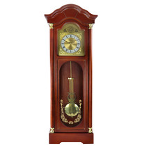 Bedford Clock Collection 33" Chiming Pendulum Wall Clock in Antique Cherry Oak F - $137.02