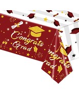 Graduation Party Tablecloths 3 Pk Large Size 54&quot; x 108&quot;  Golden Red Whit... - £12.48 GBP