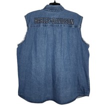 Harley Davidson Denim Shirt Button Down Sleeveless - Men&#39;s 2XL - Blue Jean - £34.80 GBP