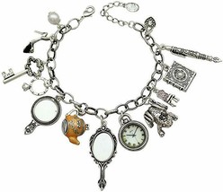 Fairy Tale Charm Bracelet Antiqued Silver Frog Prince Magic Mirror Jewelry - £16.06 GBP