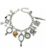 Fairy Tale Charm Bracelet Antiqued Silver Frog Prince Magic Mirror Jewelry - $19.99
