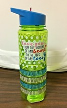GREEN/BLUE RHINESTONE &quot;LOVE YOU..&quot; REUSABLE WATER BOTTLE, FREE SHIPPING - £9.85 GBP